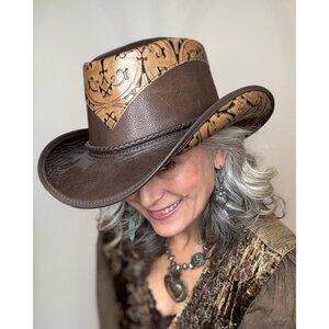 Leather Cowboy Brown Western Hat XXL Falcon Two Tone American‎ Hat Makers